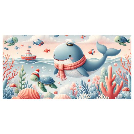 OBRAZ VELRYBA A ŽELVA V OCEÁNU - CHILDREN'S PICTURES OF ANIMALS - PICTURES