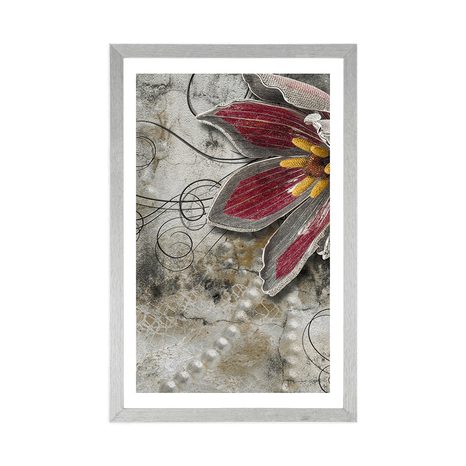 POSTER WITH MOUNT FLOWERS WITH PEARLS - FLOWERS - POSTERS