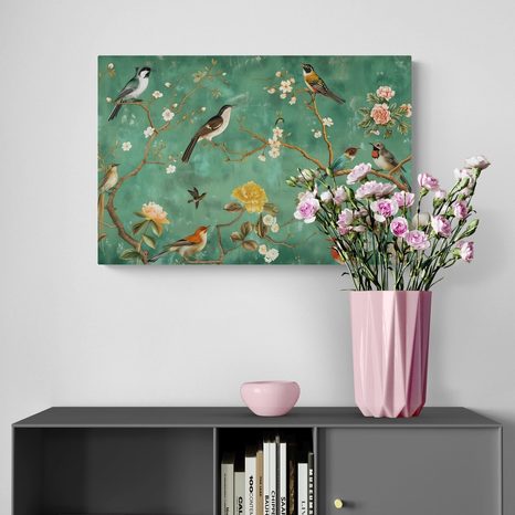 OBRAZ VINTAGE VTÁKY NA KONÁROCH - OBRAZY VTÁKY - OBRAZY