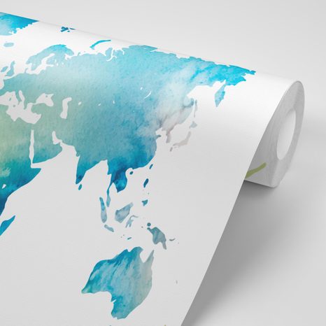 SAMOLEPÍCÍ TAPETA MAPA SVĚTA V AKVARELOVÉM PROVEDENÍ - SAMOLEPÍCÍ TAPETY - TAPETY