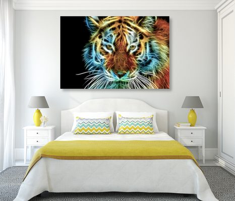 WANDBILD TIGERKOPF IM ABSTRAKTEN DESIGN - BILDER TIERE - BILDER