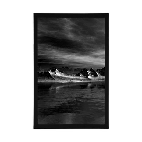 POSTER FUTURISTIC PLANET IN BLACK AND WHITE - BLACK AND WHITE - POSTERS