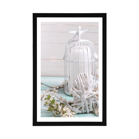 PLAKÁT S PASPARTOU TŘEŠŇOVÁ VĚTVIČKA A BÍLÉ LUCERNIČKY - PLAKÁTY - TOTÁLNÍ VÝPRODEJ 🔥