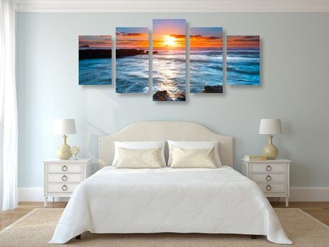 5 RÉSZES KÉP ROMANTIKUS NAPLEMENTE - TERMÉSZET- ÉS TÁJKÉPEK - KÉPEK