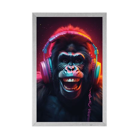 PLAGÁT GORILA SO SLÚCHADLAMI - PÁRTY ZVIERATÁ SO SLÚCHADLAMI - PLAGÁTY