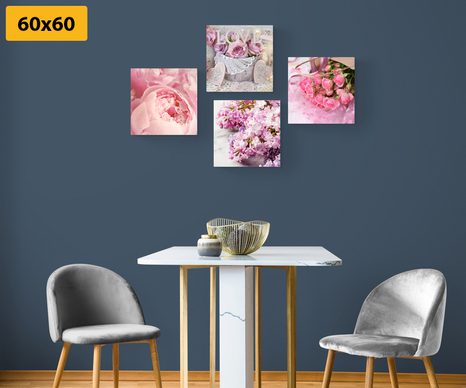 SET OBRAZŮ JEMNÉ ZÁTIŠÍ KVĚTIN - SESTAVY OBRAZŮ - OBRAZY