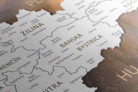 QUADRO IN SUGHERO – MAPPA DELLA SLOVACCHIA CON MONTAGNE PITTORESCHE - QUADRI SU SUGHERO - STAMPE E QUADRI