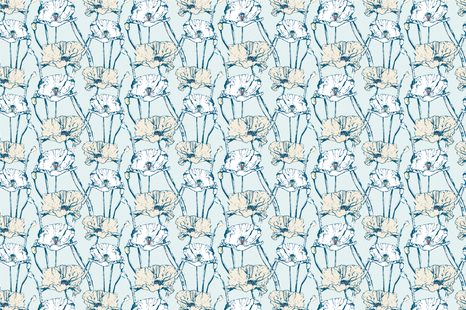 TAPETA KVETOUCÍ MÁKY V MODRO-BÉŽOVÉM PROVEDENÍ - TAPETY KVĚTINY - TAPETY