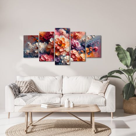 5-DÍLNÝ OBRAZ KVĚTINOVÁ ZÁPLAVA BAREV - ΠΊΝΑΚΕΣ ΑΠΌ ΛΟΥΛΟΎΔΙΑ - ΠΊΝΑΚΕΣ