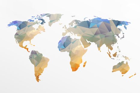 QUADRO IN SUGHERO – MAPPA DEL MONDO POLIGONALE - QUADRI SU SUGHERO - STAMPE E QUADRI