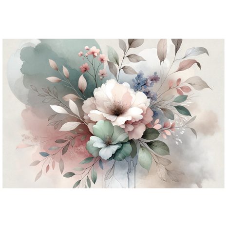 SAMOLEPÍCÍ TAPETA PASTELOVÉ AKVARELOVÉ KVĚTY - TAPETY KVĚTINY - TAPETY