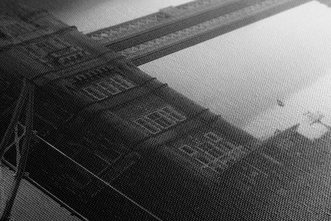 WANDBILD SONNENUNTERGANG ÜBER TOWER BRIDGE IN SCHWARZ-WEISS - SCHWARZ-WEISSE BILDER - BILDER