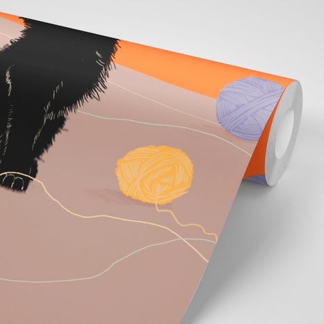 CARTA DA PARATI AUTOADESIVA – GATTO GIOCOSO CON GIUNTI - CARTA DA PARATI AUTOADESIVE - CARTA DA PARATI