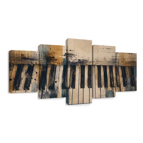 5-TEILIGES WANDBILD RETRO KLAVIERTÖNE - MUSIKBILDER - BILDER