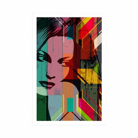 PLAGÁT PORTRÉT ŽENY NA FAREBNOM POZADÍ - ŽENY - PLAGÁTY