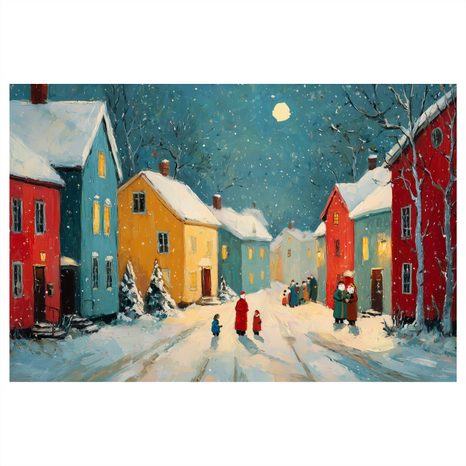 WANDBILD WEIHNACHTLICHE STRASSE BEI NACHT - WEIHNACHTS- UND WINTERBILDER - BILDER