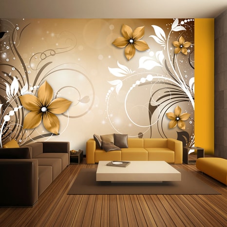 PHOTO WALLPAPER BROWN MELODY FLOWERS