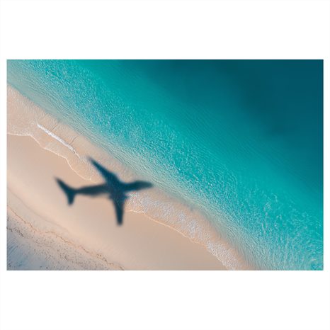 WANDBILD STRAND UND FLUGZEUGSCHATTEN - BILDER MEER UND STRAND - BILDER