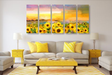 5-RÉSZES KÉP NAPRAFORGÓ MEZŐ - NAPRAFORGÓS KÉPEK - KÉPEK