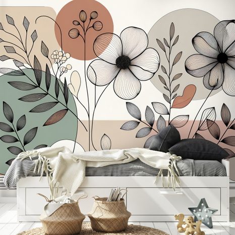 SAMOLEPÍCÍ FOTOTAPETA ABSTRAKTNÍ KVĚTINY A LISTY - ABSTRAKTNÍ TAPETY - TAPETY