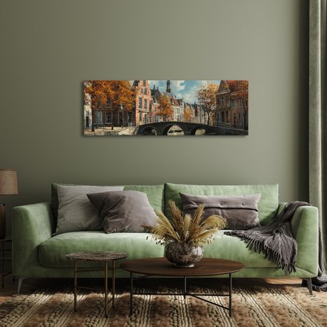 OBRAZ ARCHITEKTURA NAD VODNÍM KANÁLEM - BAREVNÉ DOMY - OBRAZY