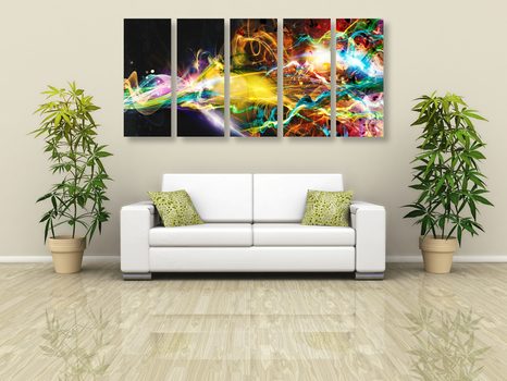 5-DIELNY OBRAZ EXPLÓZIA FARIEB - ABSTRAKTNÉ OBRAZY - OBRAZY