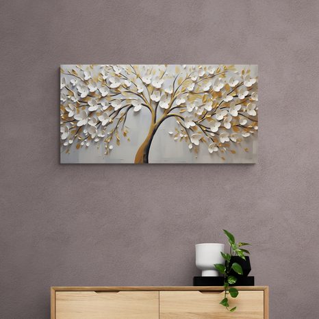 WANDBILD GOLDENER BAUM MIT BLUMEN - BILDER - 🔥 TOTALAUSVERKAUF
