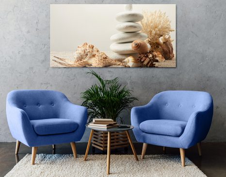 OBRAZ ZEN KAMENY S MUŠLEMI - OBRAZY - TOTÁLNÍ VÝPRODEJ 🔥