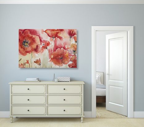 STAMPA SU TELA – PAPAVERI ROSSI SUL CAMPO - QUADRI DI FIORI - STAMPE E QUADRI