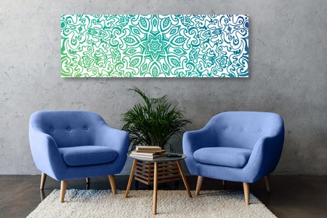 OBRAZ MODROZELENÁ MANDALA - OBRAZY FENG SHUI - OBRAZY