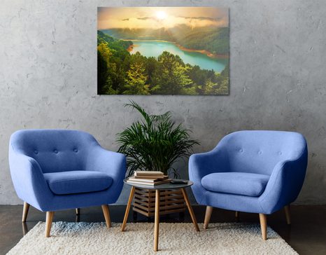 КАРТИНА НА ПЛАТНО – РЕКА В ЗЕЛЕНА ГОРА - КАРТИНИ НА ПРИРОДАТА И ПЕЙЗАЖИ - КАРТИНИ