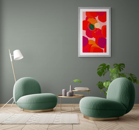 PLAKÁT S PASPARTOU PESTROBAREVNÉ LINIE LISTŮ - MOTIVY Z NAŠÍ DÍLNY - PLAKÁTY