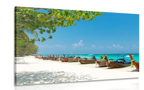 CANVAS PRINT WHITE SANDY BEACH ON THE ISLAND OF BAMBOO - PICTURES - 🔥 TOTAL SALE 🔥