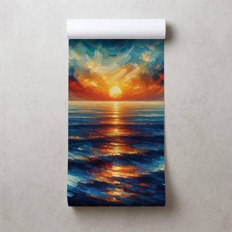 FOTOTAPETE DRAMATISCHER SONNENUNTERGANG ÜBER DEM OZEAN - TAPETEN SONNENAUFGANG UND SONNENUNTERGANG - TAPETEN