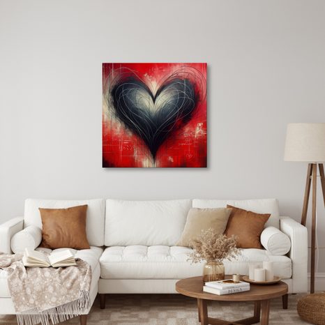OBRAZ ČERNOBÍLÉ SRDCE V CHAOSU - OBRAZY LÁSKA - OBRAZY