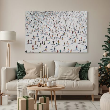 VÁNOČNÍ OBRAZ ZIMNÍ RADOVÁNKY NA SVAHU - VÁNOČNÍ A ZIMNÍ OBRAZY - OBRAZY