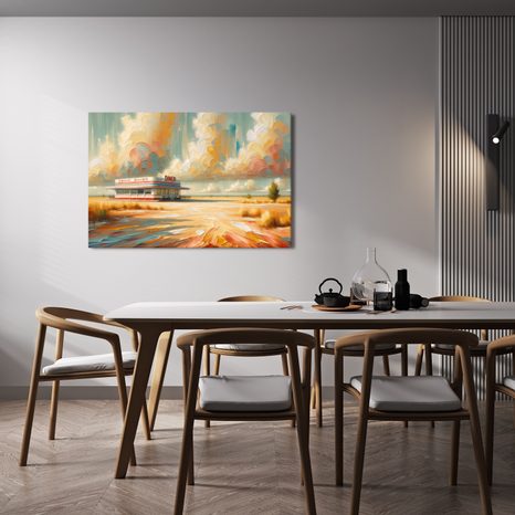 OBRAZ OSAMĚLÝ DINER POD OBLOHOU - VINTAGE A RETRO OBRAZY - OBRAZY