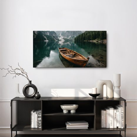 QUADRO SU TELA – ACQUA TRANQUILLA E MONTAGNE - QUADRI LAGHI - STAMPE E QUADRI