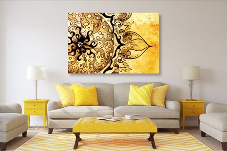 КАРТИНА НА ПЛАТНО – МАНДАЛА С ВИНТИДЖ НОТКА - ФЪН ШУЙ КАРТИНИ - КАРТИНИ