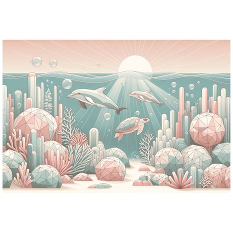 SAMOLEPÍCÍ TAPETA PODMOŘSKÝ SVĚT V PASTELOVÝCH BARVÁCH - DĚTSKÉ TAPETY - TAPETY