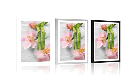 AFFICHE AVEC PASSE-PARTOUT – COMPOSITION ZEN DÉLICATE - FENG SHUI - AFFICHES