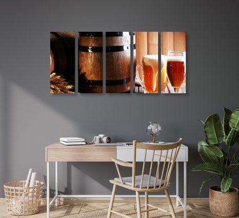 5-RÉSZES KÉP SÖRÖS POHARAK - KÉPEK ÉTELEKKEL ÉS ITALOKKAL - KÉPEK