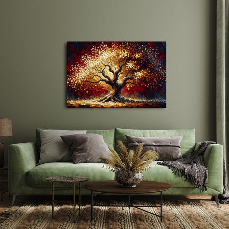 WANDBILD LEUCHTENDER LEBENSBAUM IM HERBST - BILDER BÄUME DES LEBENS - BILDER