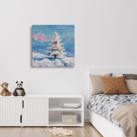 WANDBILD WINTERZAUBER MIT WEIHNACHTSBAUM - WEIHNACHTS- UND WINTERBILDER - BILDER