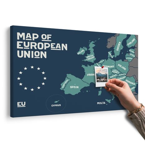 QUADRO IN SUGHERO – MAPPA EDUCATIVA CON NOMI DEI PAESI DELL'UNIONE EUROPEA - QUADRI SU SUGHERO - STAMPE E QUADRI