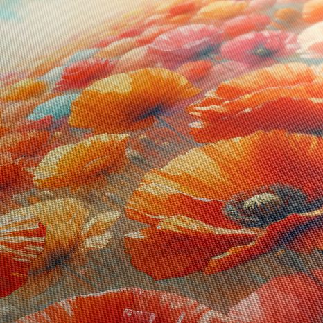 WANDBILD ROTE MOHNBLUMEN IN DER LANDSCHAFT - WANDBILDER FELDER UND WIESEN - BILDER