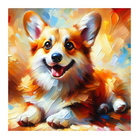 WANDBILD FRÖHLICHER HUND IN FARBEN - BILDER VON HUNDEN - BILDER