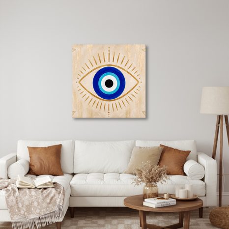 TABLEAU SUR TOILE – ŒIL MYSTIQUE AUX LIGNES DORÉES - TABLEAUX PAR THÈME - TABLEAUX