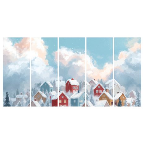 5-DÍLNÝ OBRAZ ZIMNÍ POHÁDKA VESNICE - VÁNOČNÍ A ZIMNÍ OBRAZY - PICTURES