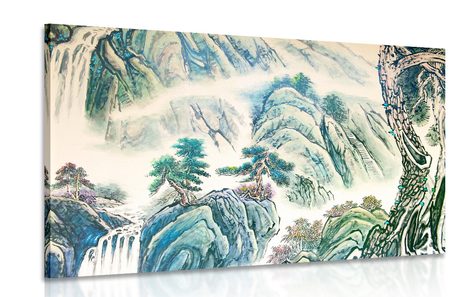 CANVAS PRINT CHINESE LANDSCAPE PAINTING - PICTURES OF NATURE AND LANDSCAPE - PICTURES